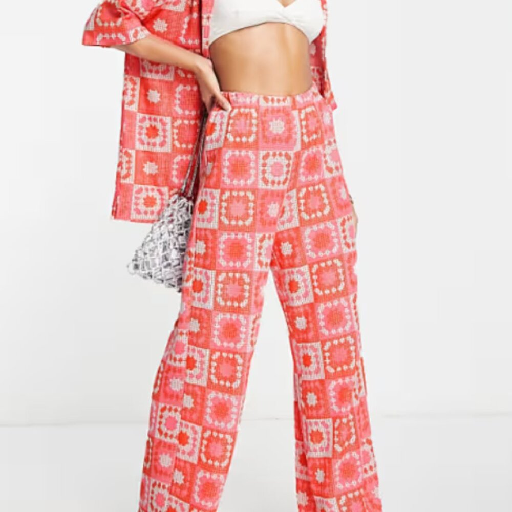 Damson Madder - Knit Crochet Pink Red and White Set